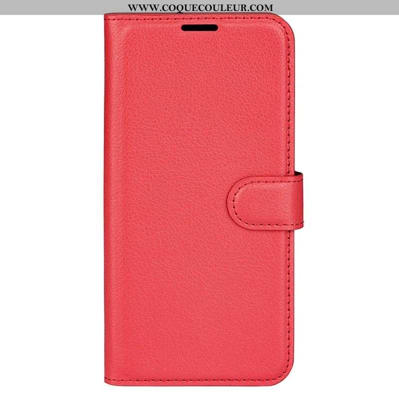 Housse iPhone 15 Pro Simili Cuir Litchi Classique