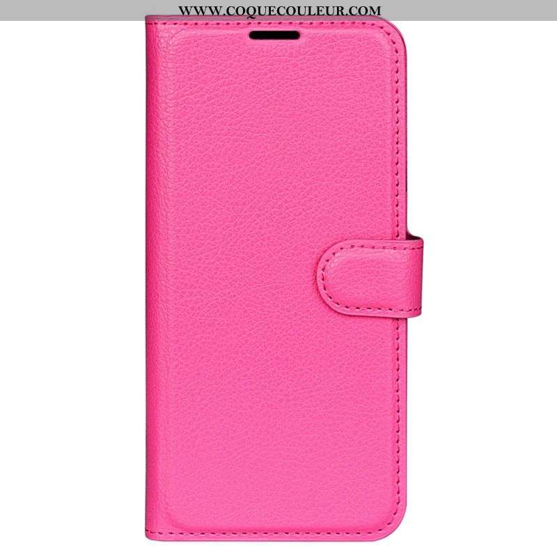 Housse iPhone 15 Pro Simili Cuir Litchi Classique