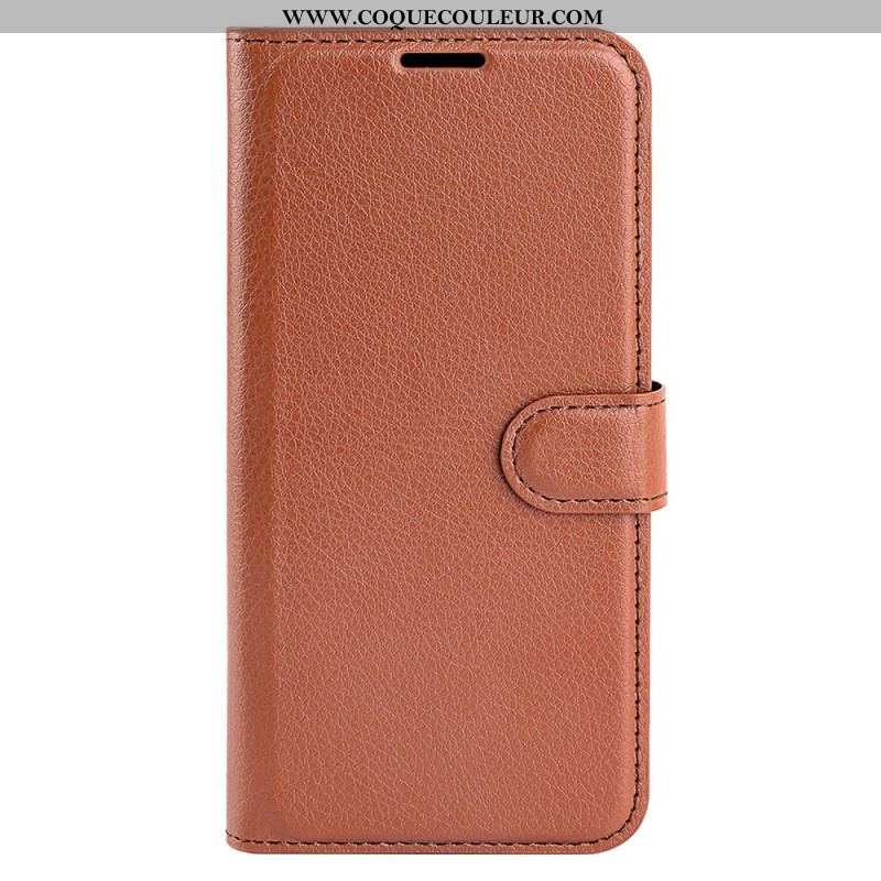 Housse iPhone 15 Pro Simili Cuir Litchi Classique