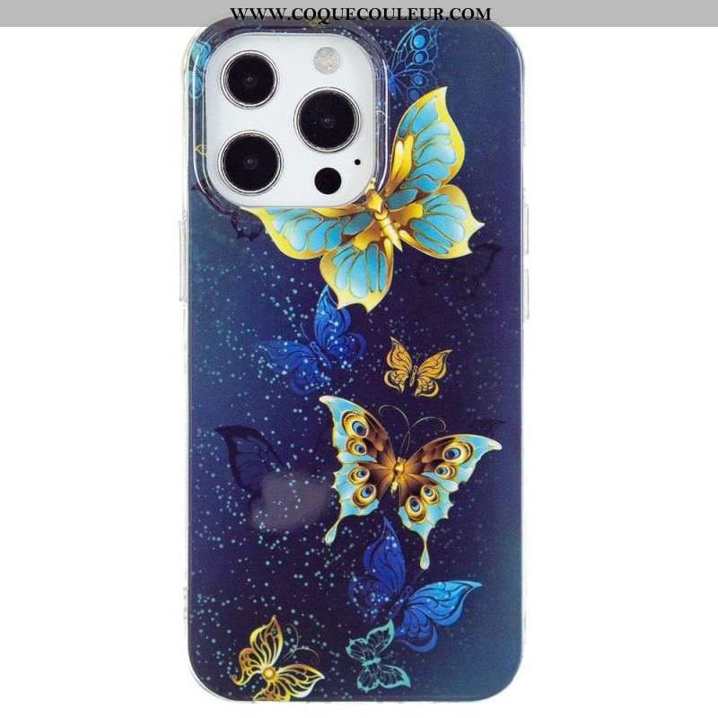Coque iPhone 15 Pro Fluorescente Papillons