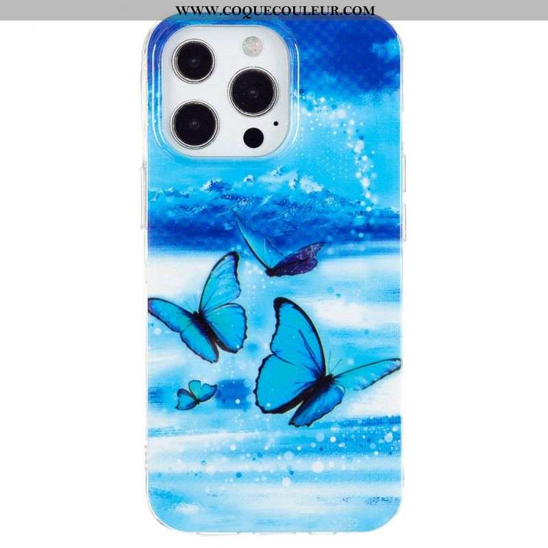 Coque iPhone 15 Pro Fluorescente Papillons