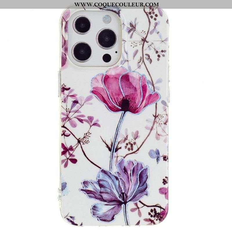 Coque iPhone 15 Pro Marbre Floral