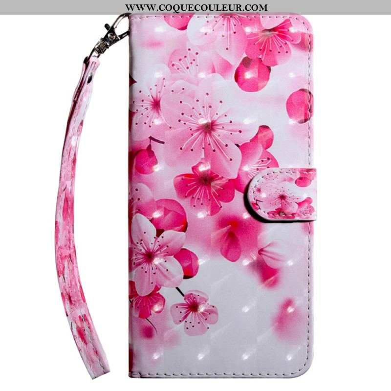 Housse iPhone 15 Pro Fleurettes à Lanière