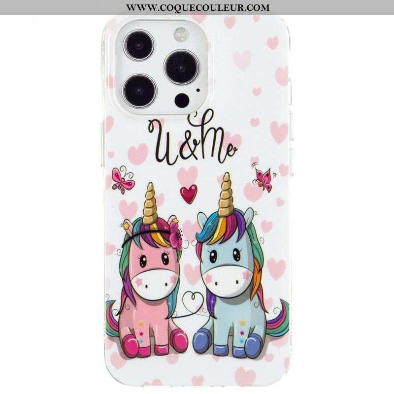 Coque iPhone 15 Pro Fluorescente Licorne