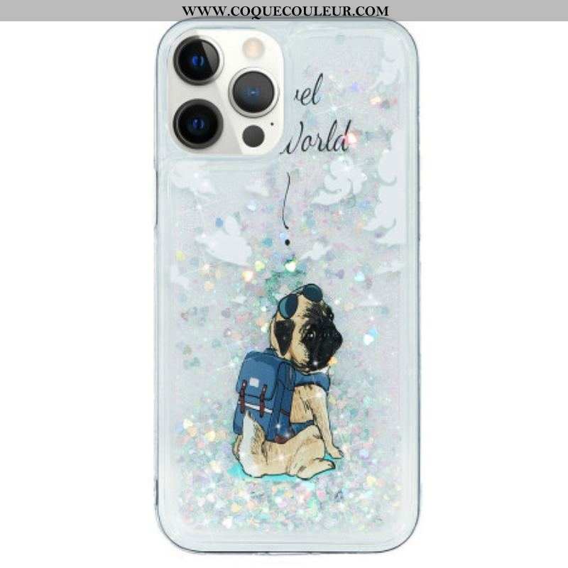 Coque iPhone 15 Pro Paillettes Chien