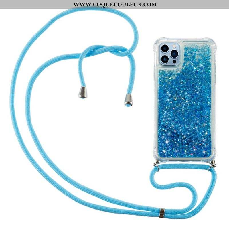 Coque iPhone 15 Pro à Cordon Paillettes