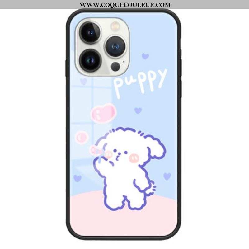 Coque iPhone 15 Pro Verre Trempé Bubble Dog