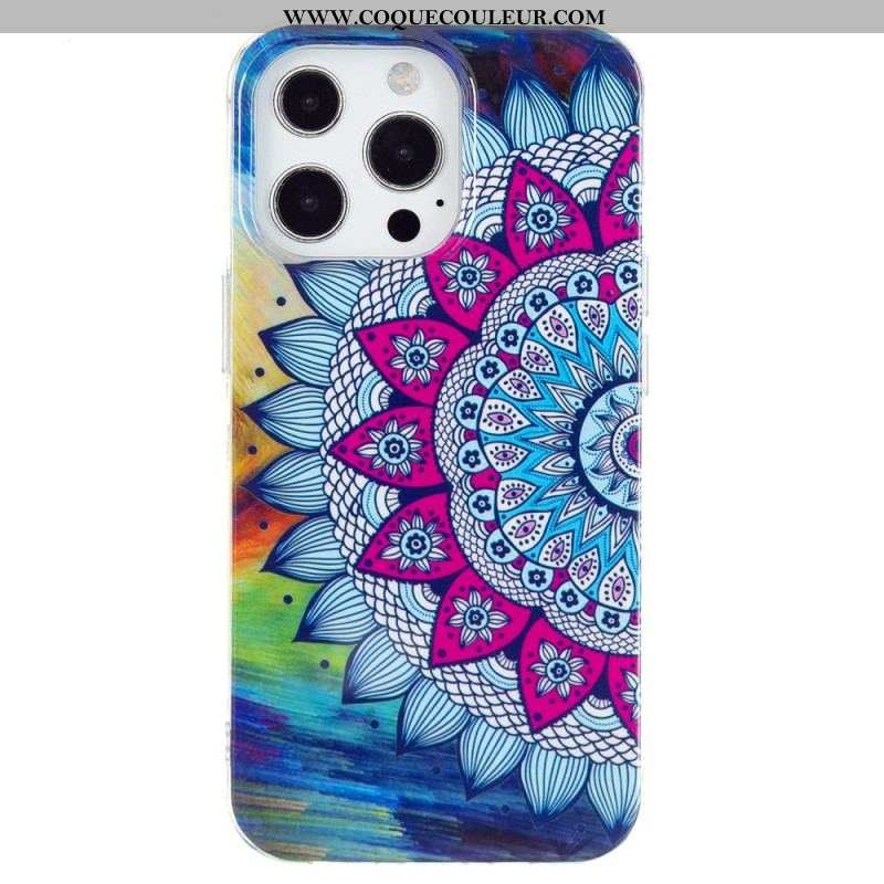 Coque iPhone 15 Pro Fluorescente Mandala