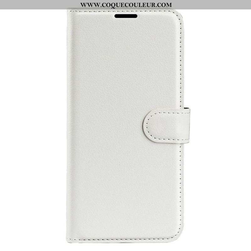 Housse iPhone 15 Simili Cuir Litchi Classique