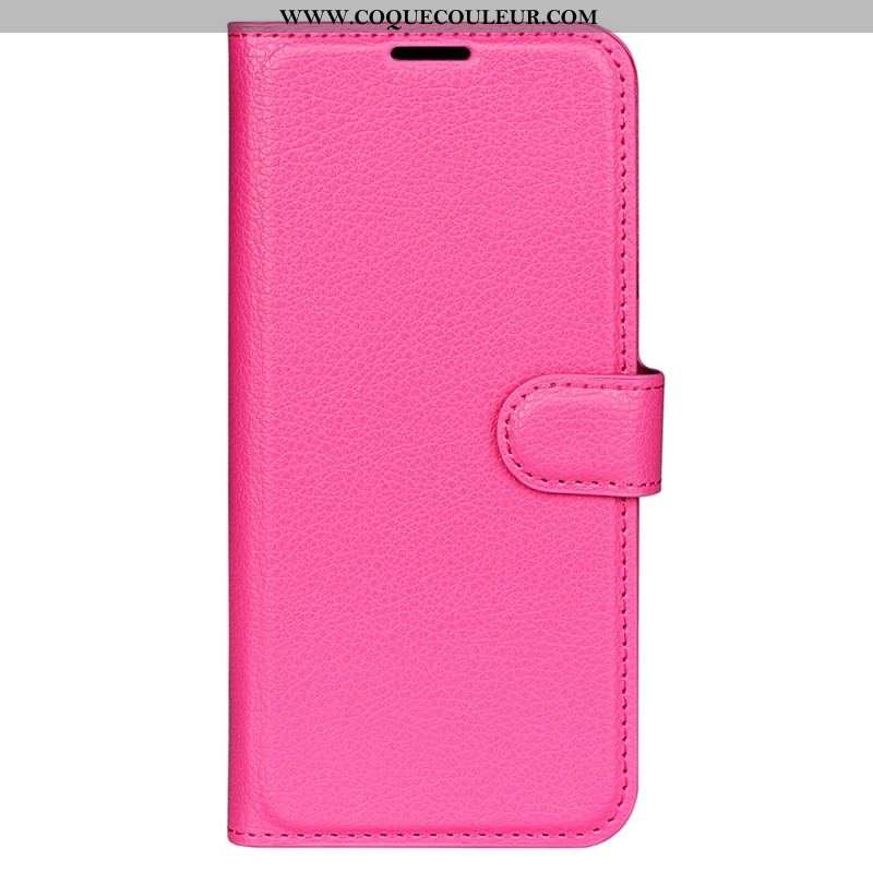 Housse iPhone 15 Simili Cuir Litchi Classique