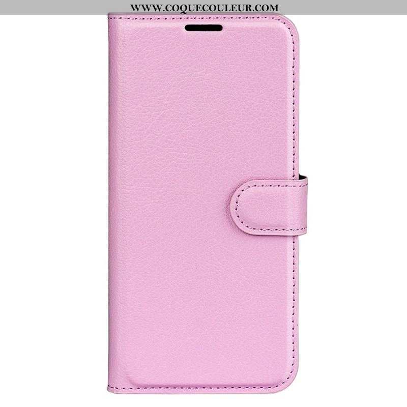 Housse iPhone 15 Simili Cuir Litchi Classique