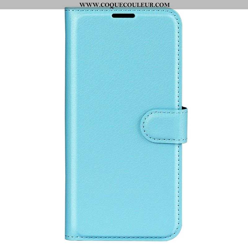 Housse iPhone 15 Simili Cuir Litchi Classique