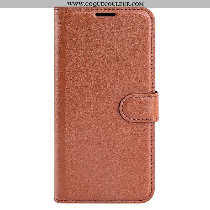 Housse iPhone 15 Simili Cuir Litchi Classique