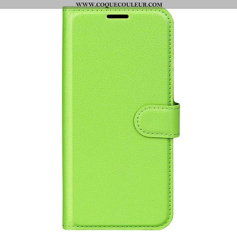 Housse iPhone 15 Simili Cuir Litchi Classique