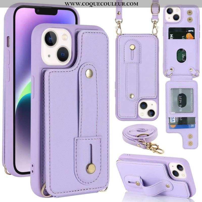 Coque iPhone 15 Porte-Cartes, Support, Sangle et Bandoulière