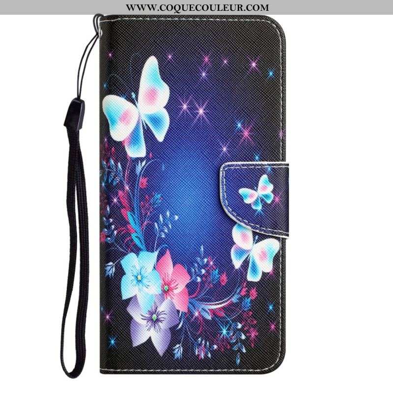 Housse iPhone 15 Papillons Magiques à Lanière