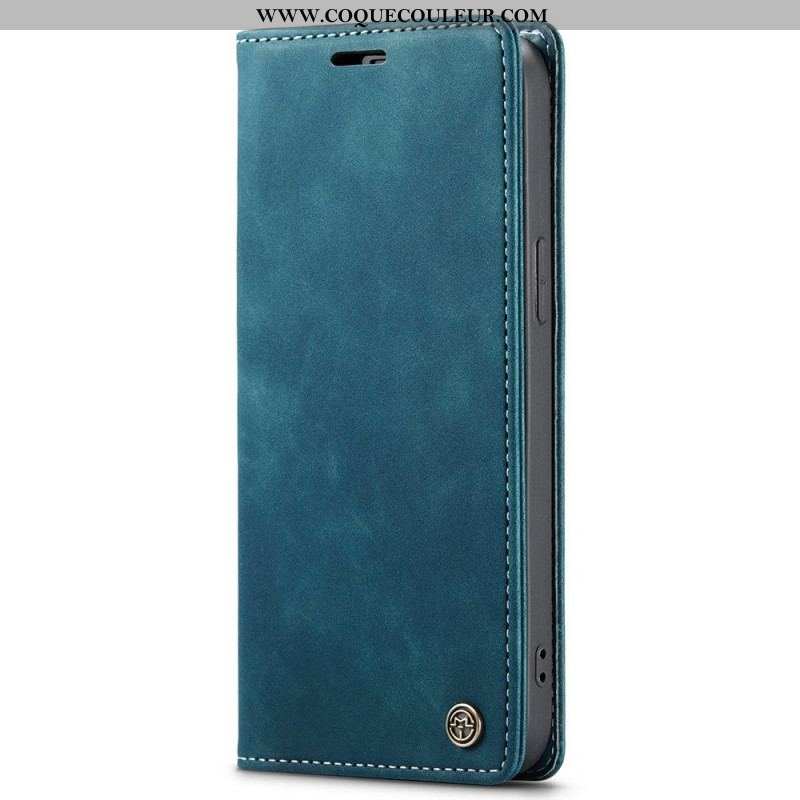 Flip Cover iPhone 15 Simili Cuir Vintage CASEME