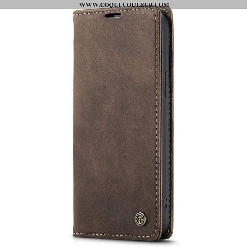 Flip Cover iPhone 15 Simili Cuir Vintage CASEME