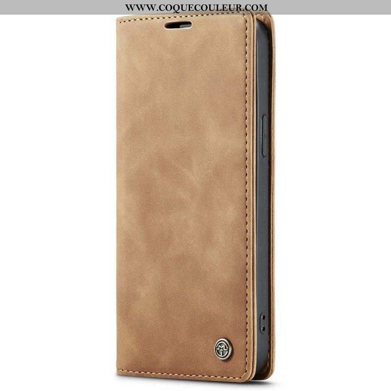 Flip Cover iPhone 15 Simili Cuir Vintage CASEME