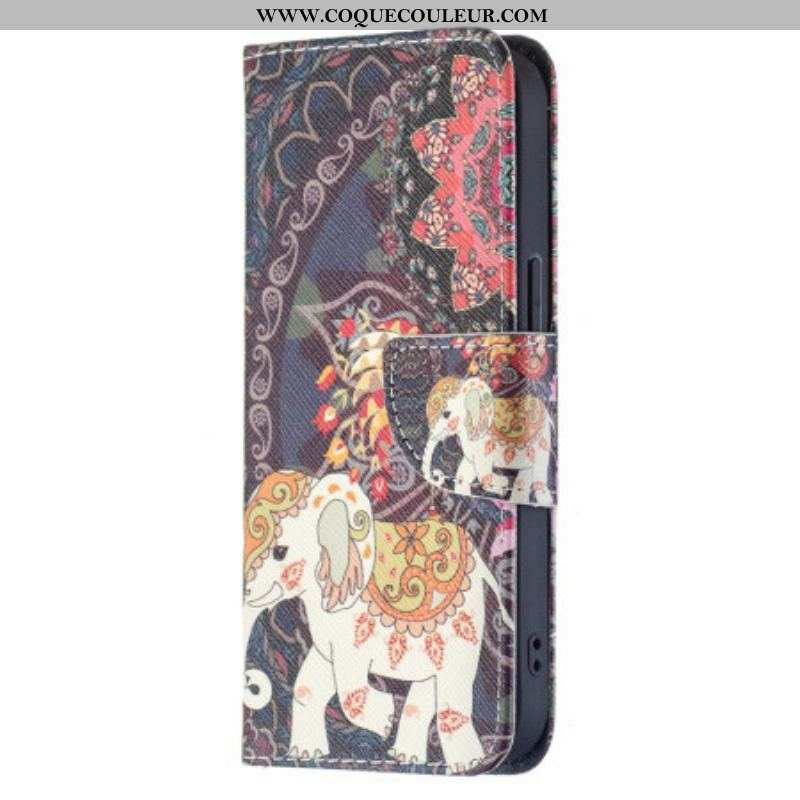 Housse iPhone 15 Éléphant Tribal