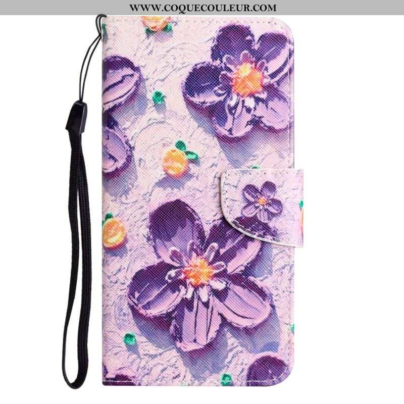 Housse iPhone 15 Déclinaison Florale à Lanière