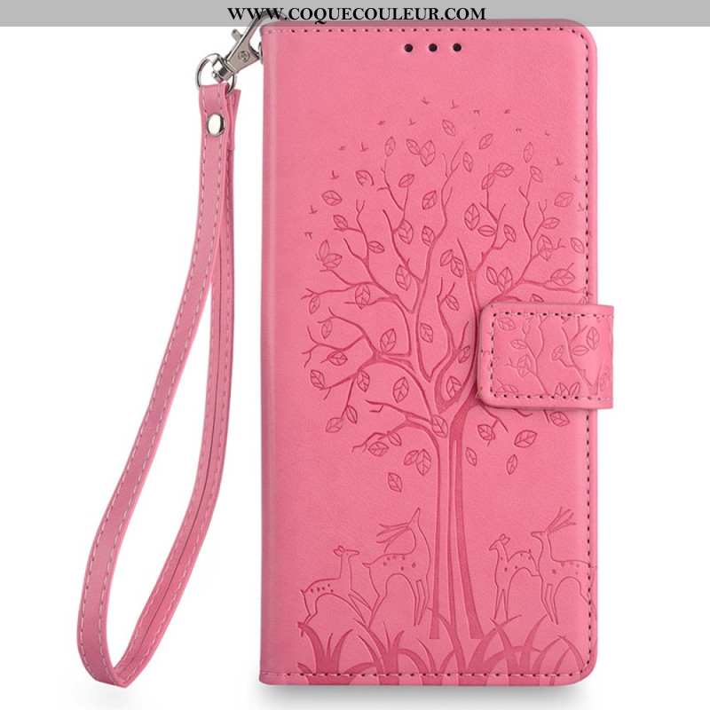 Housse OnePlus 12 5G Cerf et Arbre à Lanière
