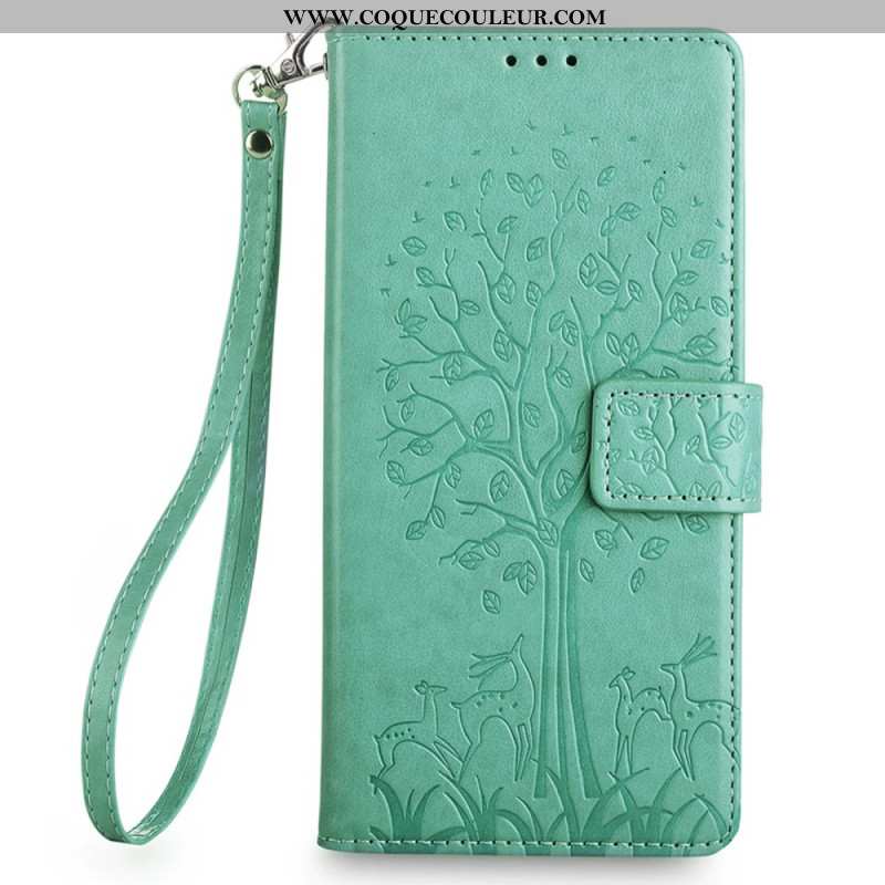 Housse OnePlus 12 5G Cerf et Arbre à Lanière
