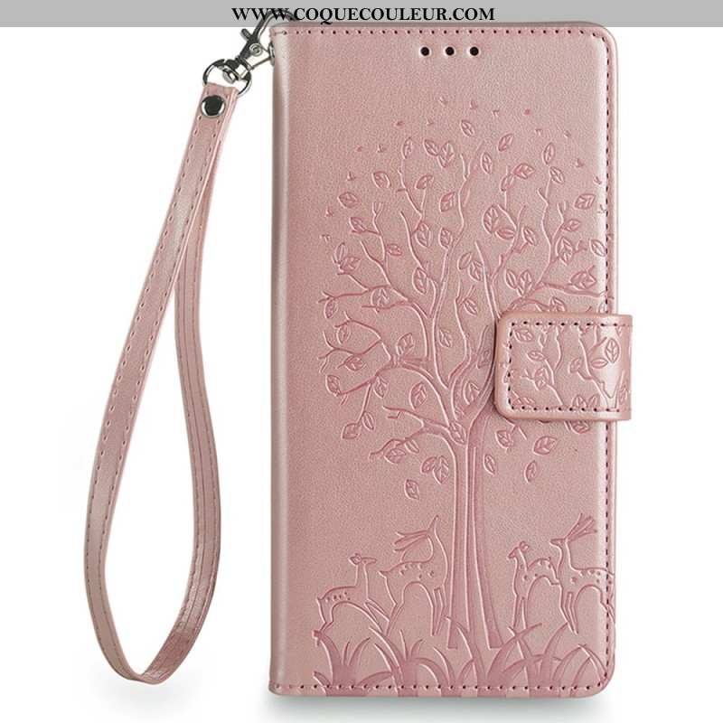 Housse OnePlus 12 5G Cerf et Arbre à Lanière