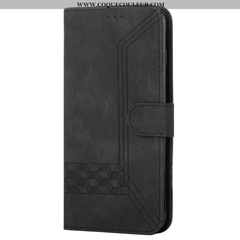 Housse OnePlus 12 5G Motif Losanges et Lignes avec Lanière