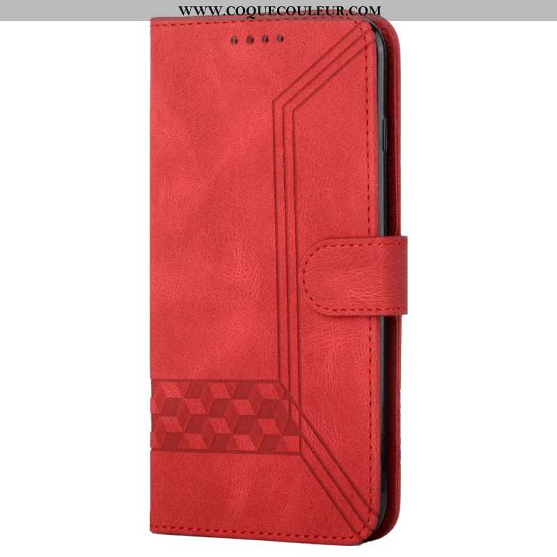 Housse OnePlus 12 5G Motif Losanges et Lignes avec Lanière