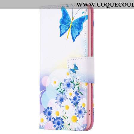 Housse Oppo A58 / A98 5G Papillon et Fleurs Aquarelle