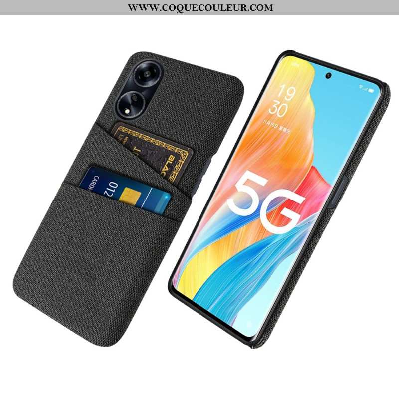 Coque Oppo A98 5G Tissu Double Porte-Cartes