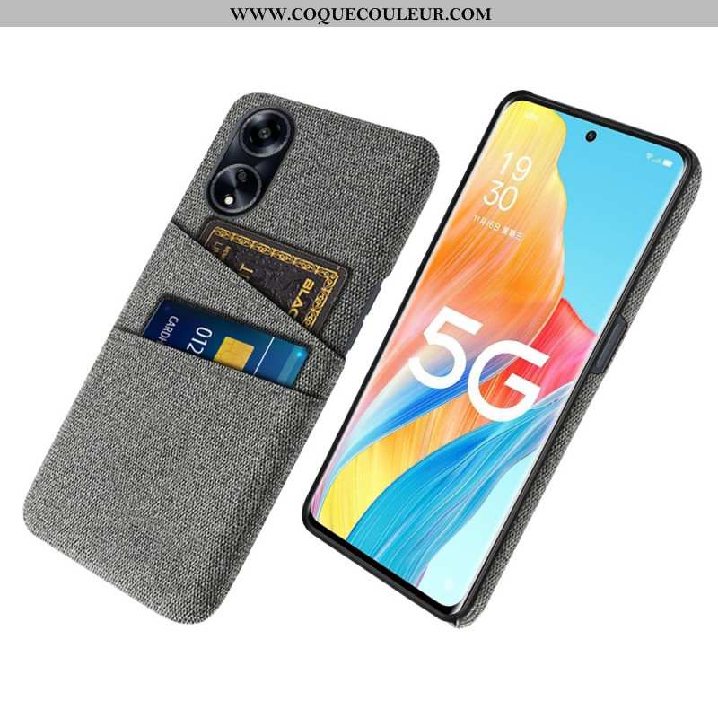 Coque Oppo A98 5G Tissu Double Porte-Cartes