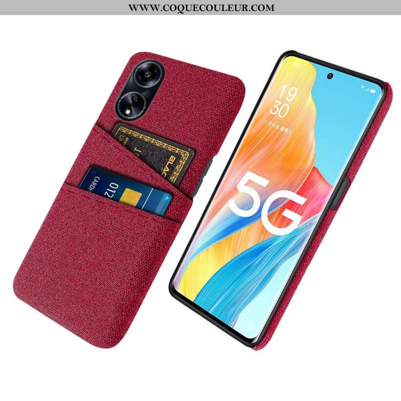 Coque Oppo A98 5G Tissu Double Porte-Cartes