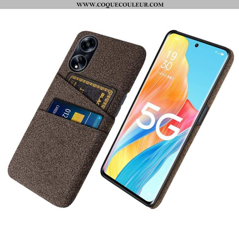 Coque Oppo A98 5G Tissu Double Porte-Cartes