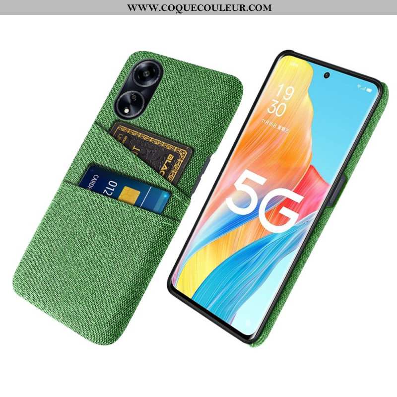 Coque Oppo A98 5G Tissu Double Porte-Cartes