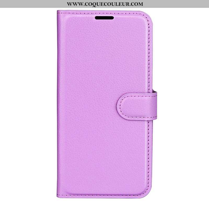 Housse Oppo Reno 12 Pro 5G Simili Cuir Litchi Classique
