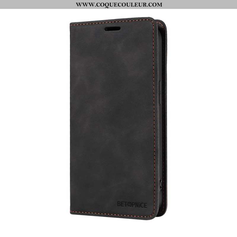 Flip Cover Oppo Reno 12F 5G Effet Daim avec Blocage RFID BETOPNICE