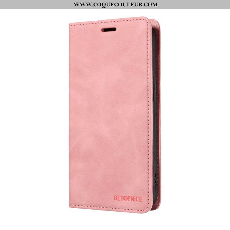 Flip Cover Oppo Reno 12F 5G Effet Daim avec Blocage RFID BETOPNICE