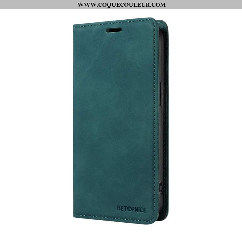 Flip Cover Oppo Reno 12F 5G Effet Daim avec Blocage RFID BETOPNICE