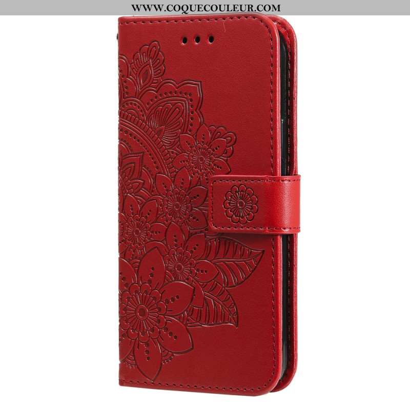 Housse Samsung Galaxy S24 5G Mandala Floral avec Lanière