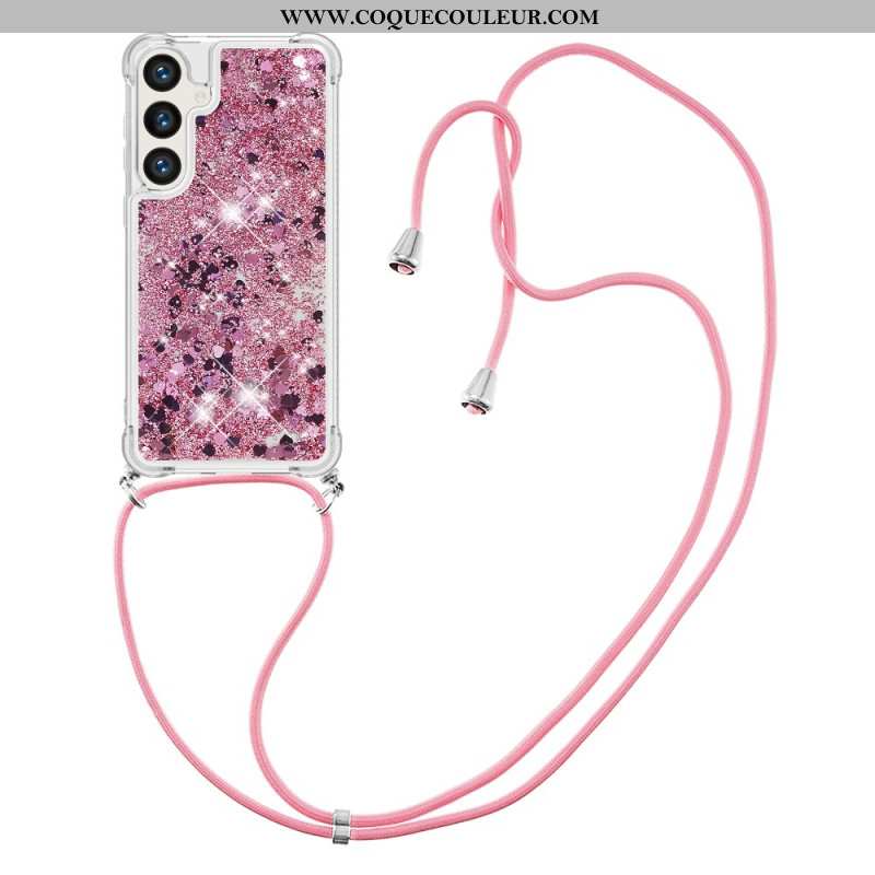 Coque Samsung Galaxy S24 5G à Cordon Paillettes