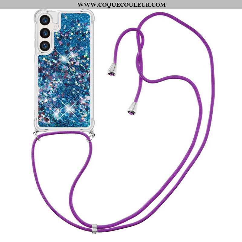Coque Samsung Galaxy S24 5G à Cordon Paillettes