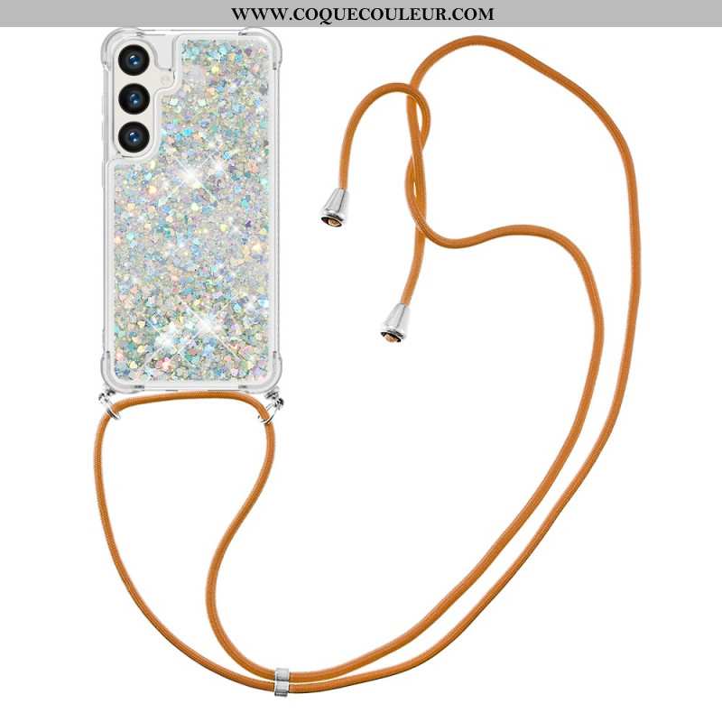 Coque Samsung Galaxy S24 5G à Cordon Paillettes