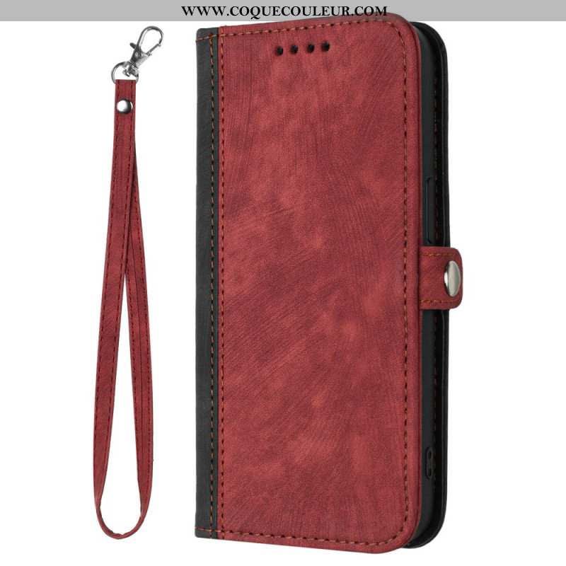 Housse Samsung Galaxy S24 5G Style Bicolore à Lanière