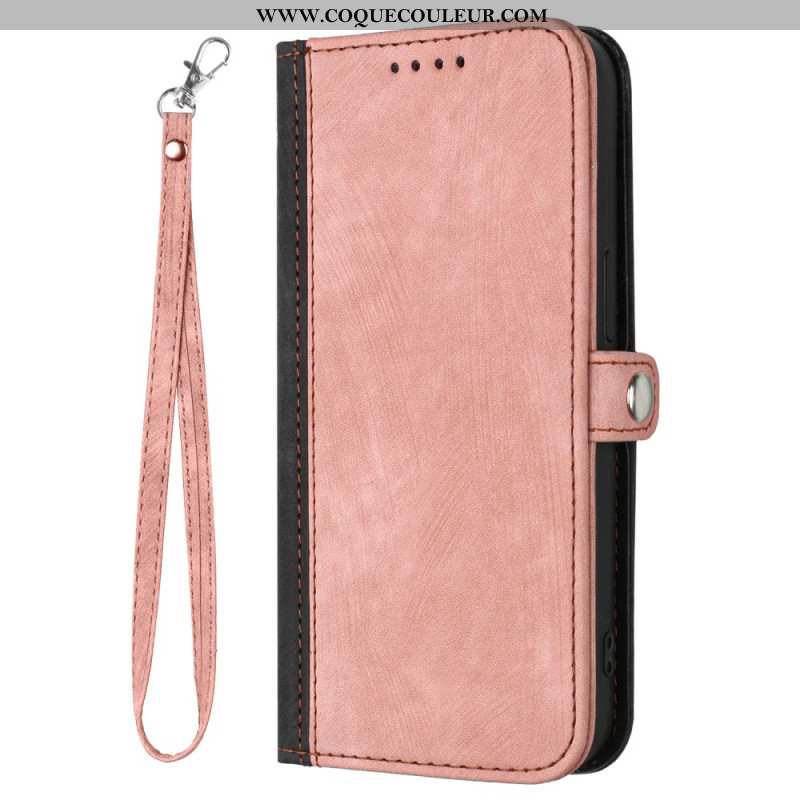 Housse Samsung Galaxy S24 5G Style Bicolore à Lanière