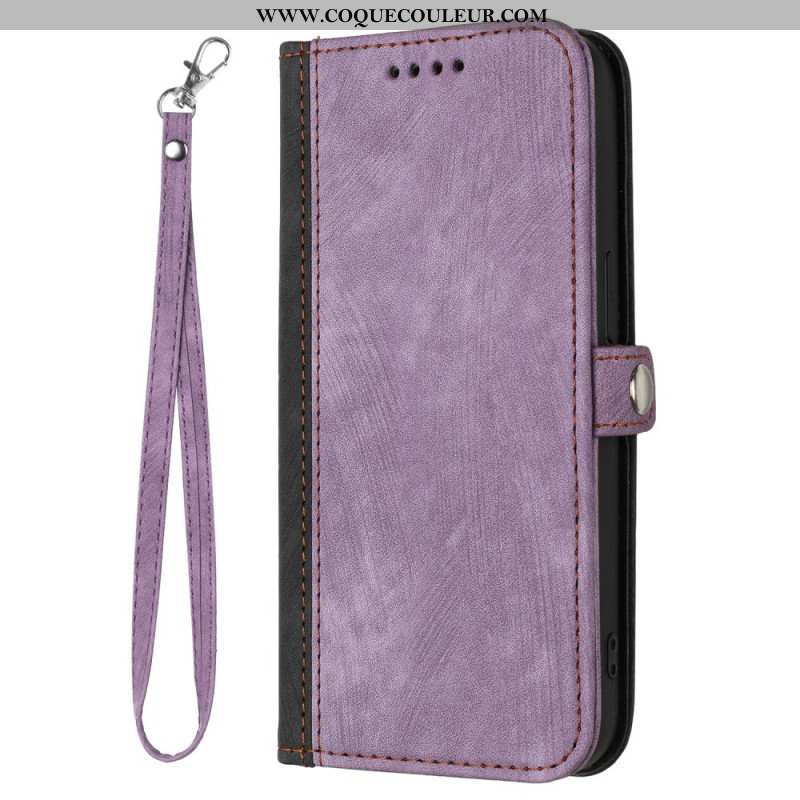 Housse Samsung Galaxy S24 5G Style Bicolore à Lanière