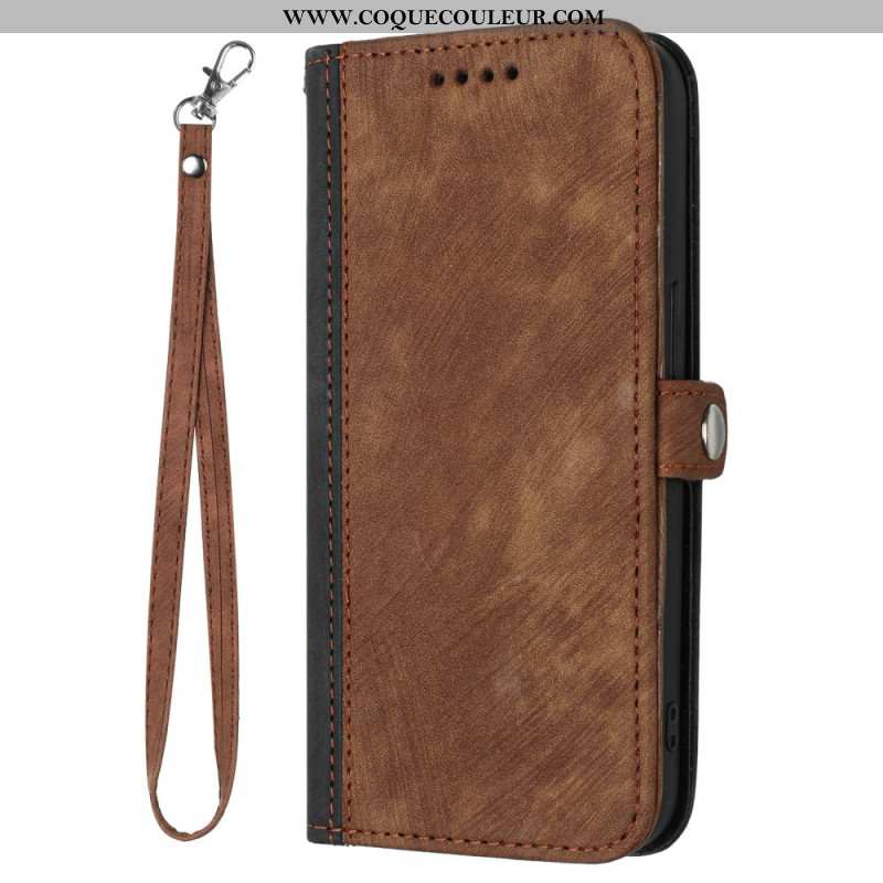 Housse Samsung Galaxy S24 5G Style Bicolore à Lanière