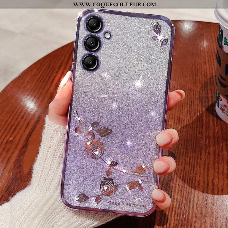 Coque Samsung Galaxy S24 Plus 5G Paillettes et Fleurs KADEM