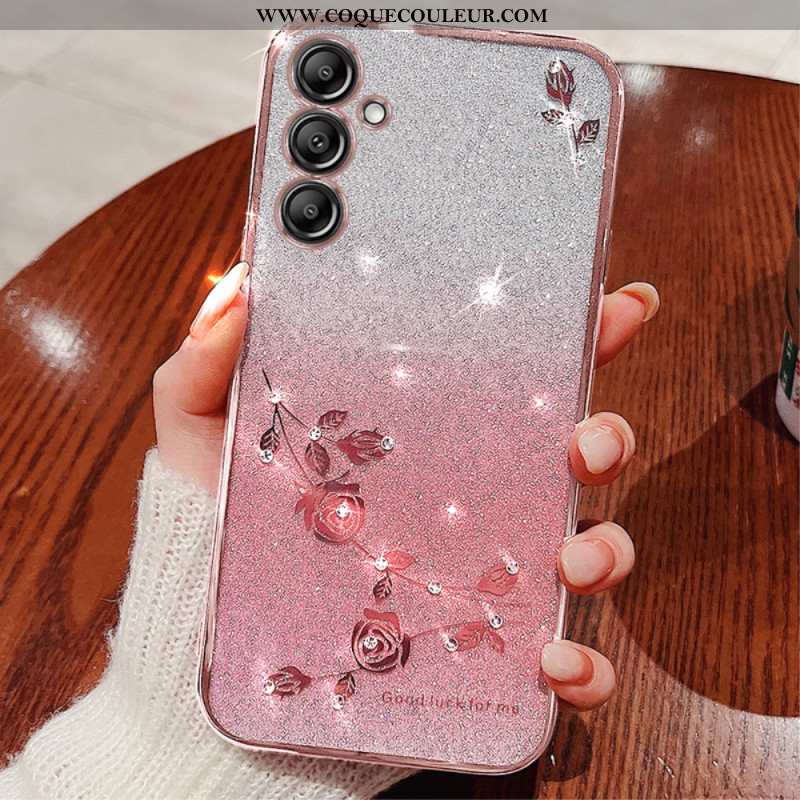 Coque Samsung Galaxy S24 Plus 5G Paillettes et Fleurs KADEM